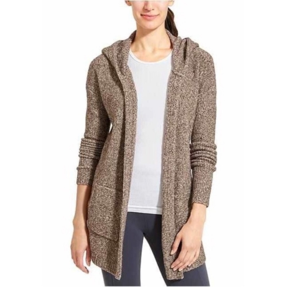 Athleta Mill Valley Hooded Open Front Sweater Beige Wool Yak Blend Size Medium